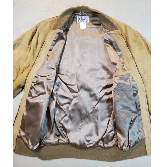 Vtg ORVIS Brown Suede Leather Bomber Jacket | Made in USA | 42L Long - Picture 8 of 11